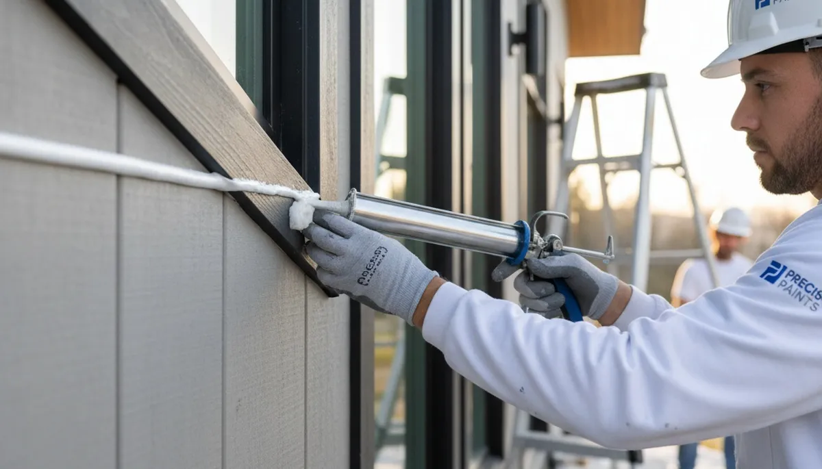Professional caulking and sealing on Saint Louis home exterior by local painting contractors