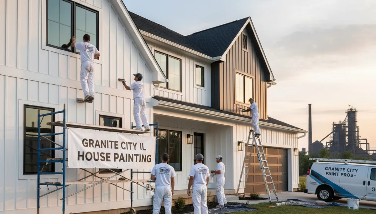 Professional house painters working on residential exterior in Saint Louis, MO
