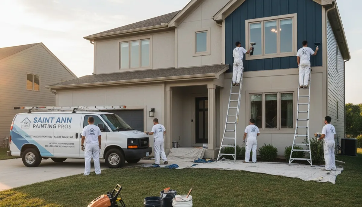 Professional house painters working on residential exterior in Saint Louis, MO