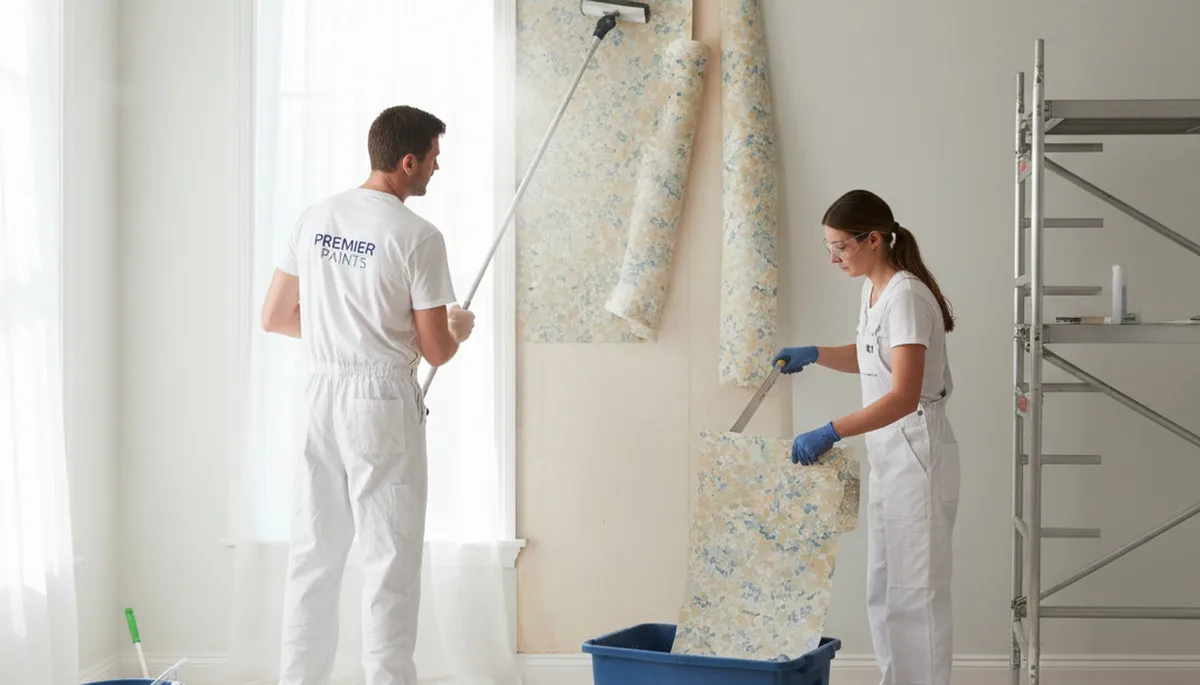 Professional wallpaper removal and surface prep by house painters in Saint Louis, MO